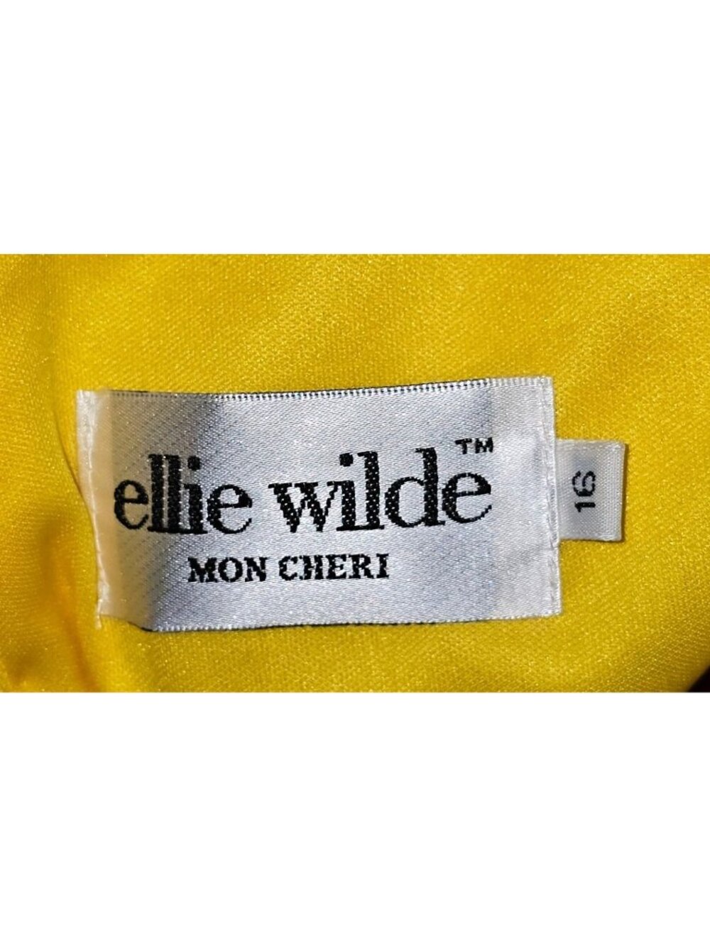 NWT Ellie Wilde Mon Cheri Sunflower Yellow Satin Long Prom Dress Size 16 1751 - Picture 13 of 16
